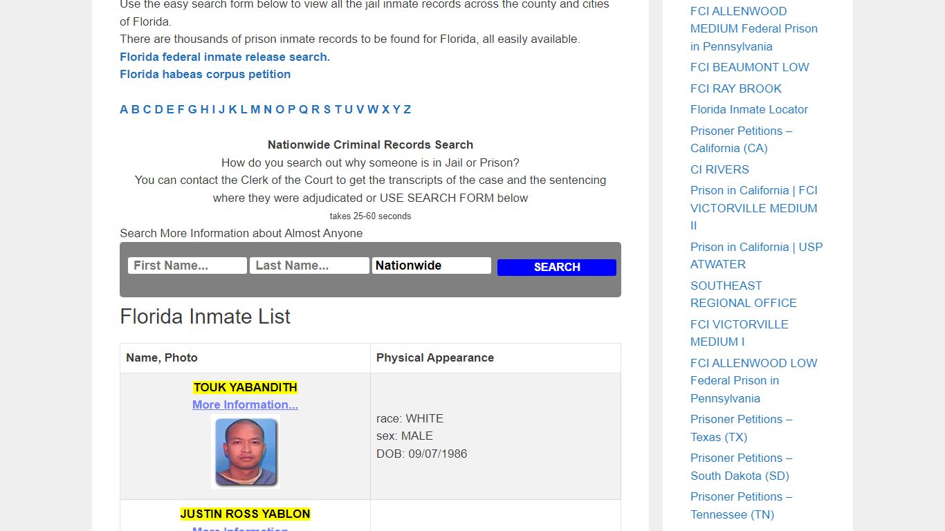 Florida Inmate Locator – Inmate Releases
